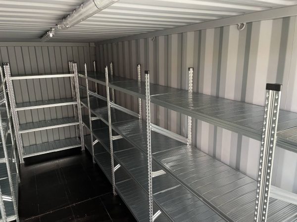 20 Fuss Lagercontainer mit Seitentür Licht und Regalen – Neu